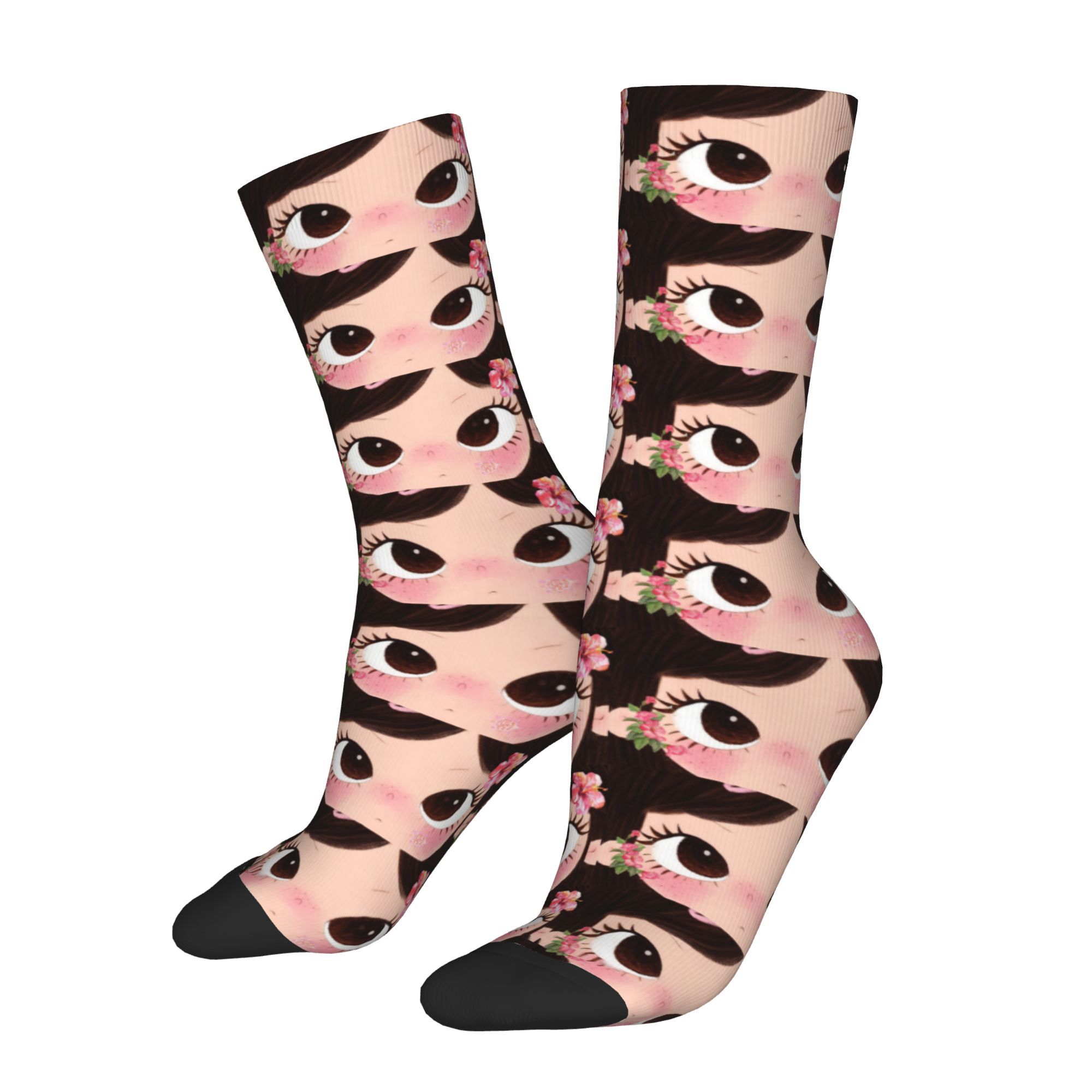 커스텀 큰 눈 소녀 만화 남녀 공용 크루 양말 유니섹스 - Dress Sock Men 리뷰 및 가격