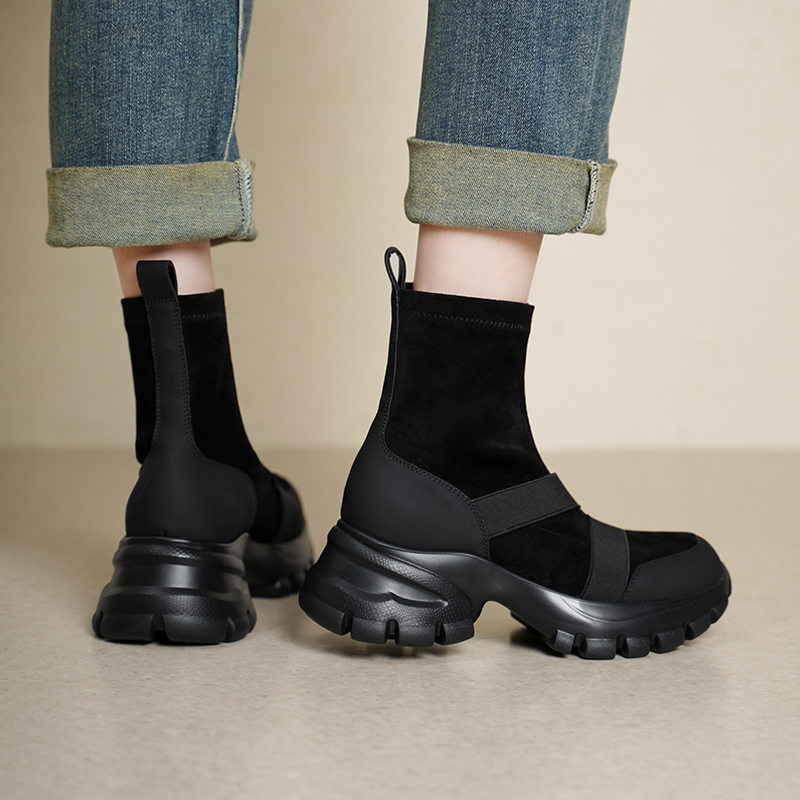 여성 스웨이드 스트레치 삭 부츠 청키 플랫폼 스니커 앵 - Toe Sock Split 리뷰 및 가격