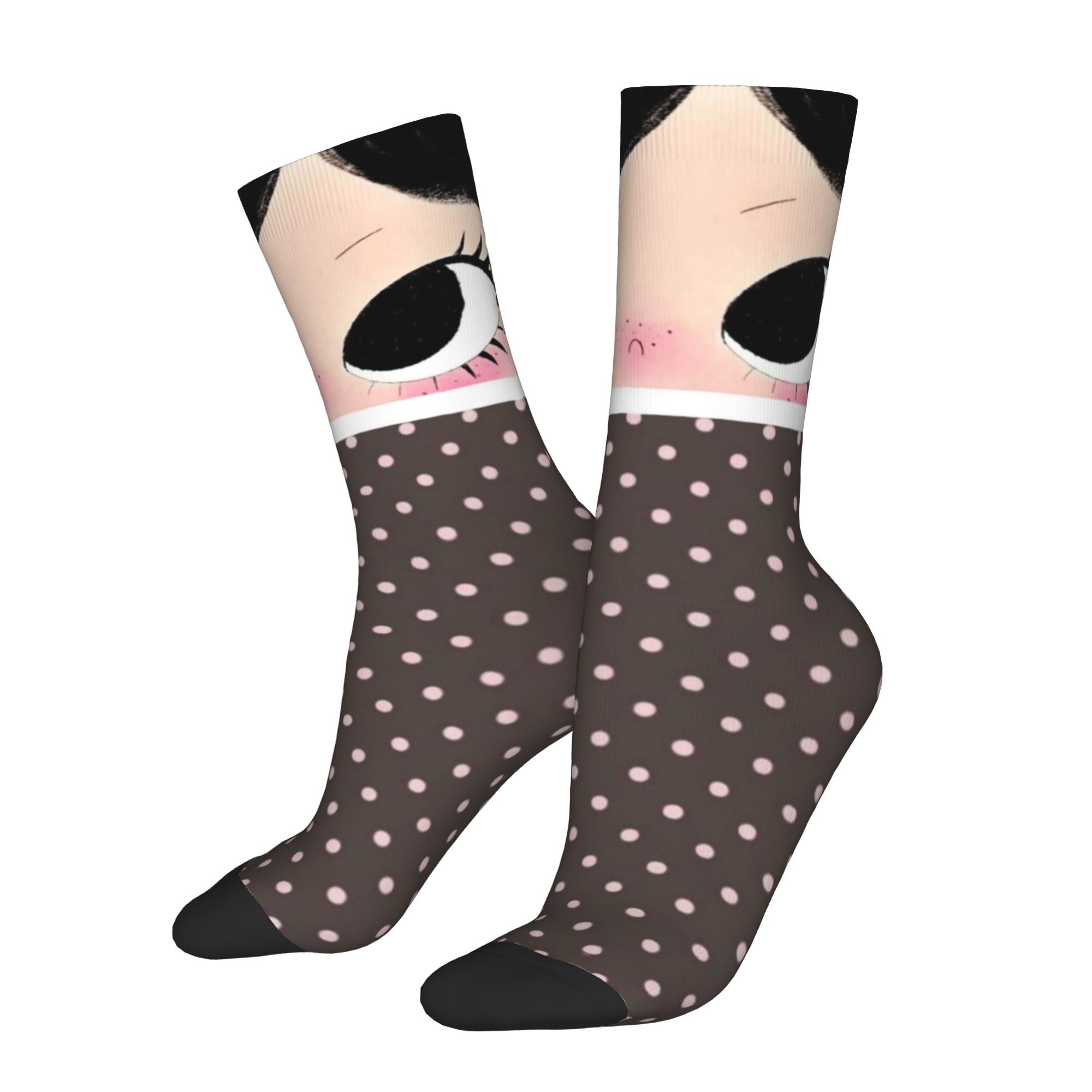 커스텀 큰 눈 소녀 만화 남녀 공용 크루 삭스 유니섹스 - Dress Sock Men 리뷰 및 가격